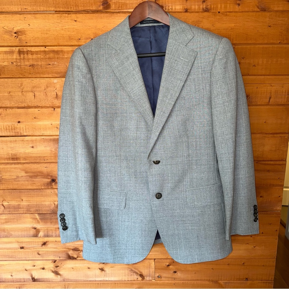 $499 Suitsupply Lazio 100% Wool VBC light Gray Suit jacket Blazer 36S *As-is* - Picture 4 of 17